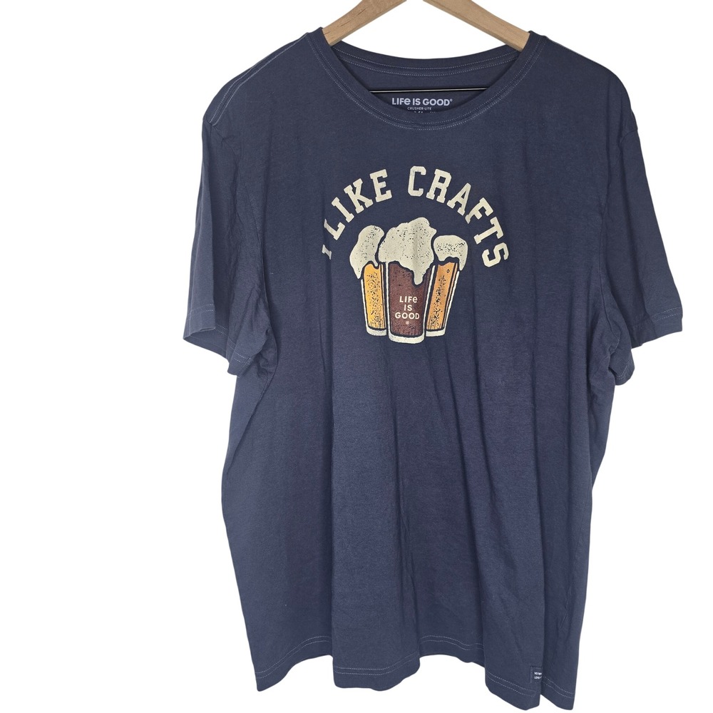 Life Is Good Crusher-Lite T-Shirt Mens XL Blue Cotton I Like Crafts Beer Graphic